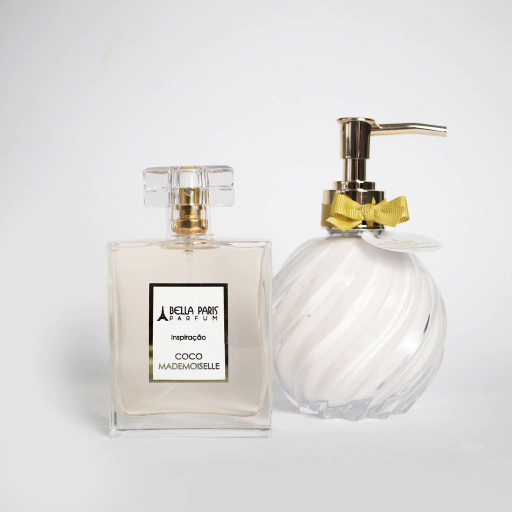 Kit perfume e loção hidratante coco mademoiselle da bella paris