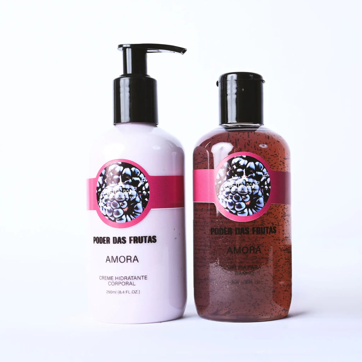 Kit Creme Hidratante e Geleia para Banho Poder das Frutas Amora