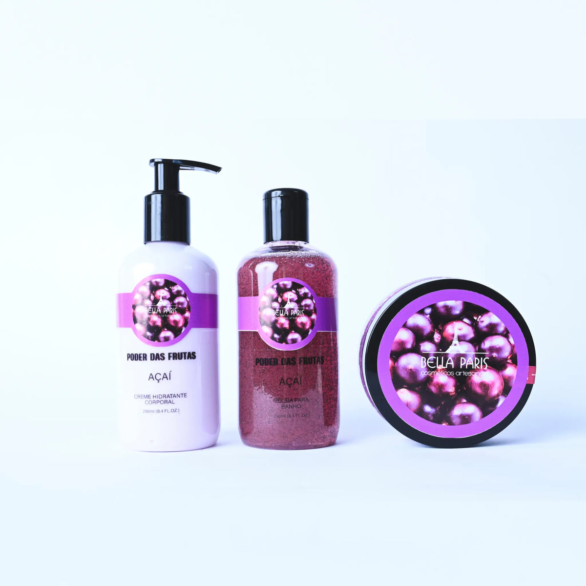 Kit Açai completo: Hidratante, Geleia e Esfoliante