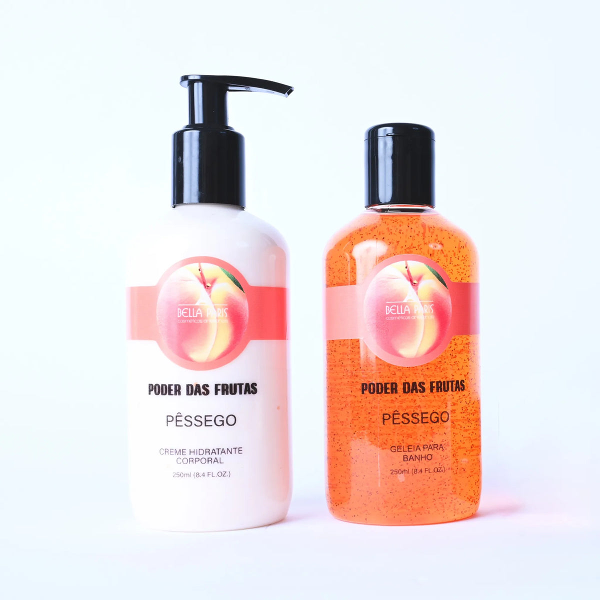 Kit Creme Hidratante e Geleia para Banho Poder das Frutas Pêssego