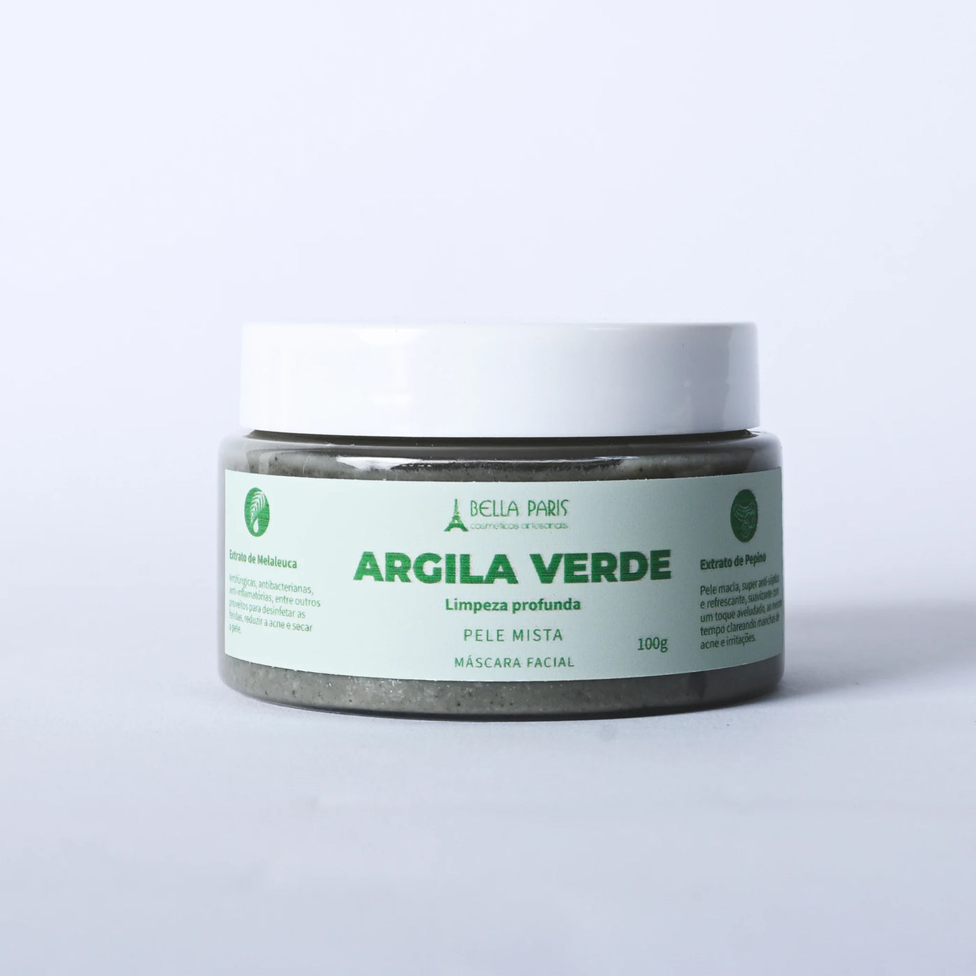 Máscara facial de argila verde da bella paris
