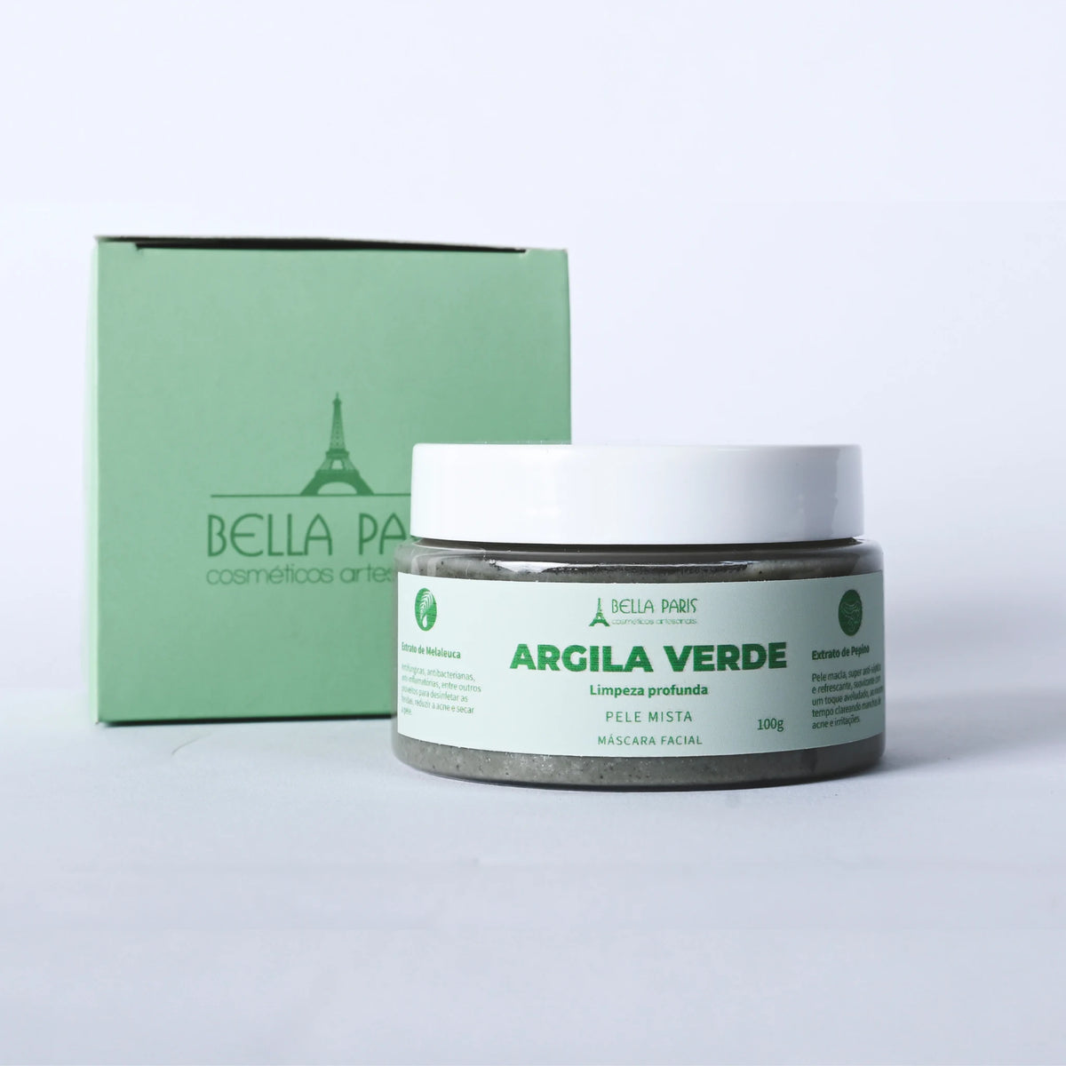 Máscara facial de argila verde da bella paris