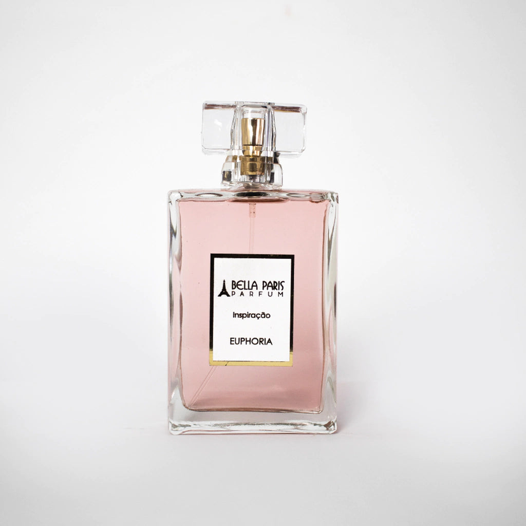 Frasco do Perfume Inspiração Euphoria da Bella Paris. Design elegante e moderno, refletindo a sofisticação e sensualidade da fragrância.